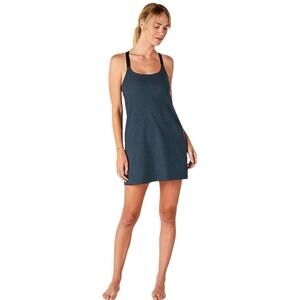 Beyond Yoga Women Small Spacedye Move it Dress Heathered Navy Blue Tennis Dress